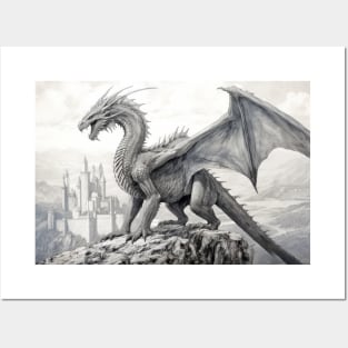 Dragon Animal Mystic Wild Fantasy Ink Sketch Style Posters and Art